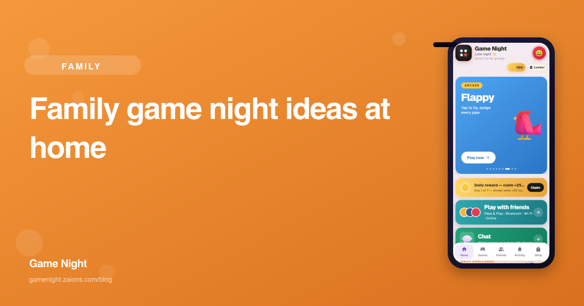 Family game night ideas at home — Game Night blog hero
