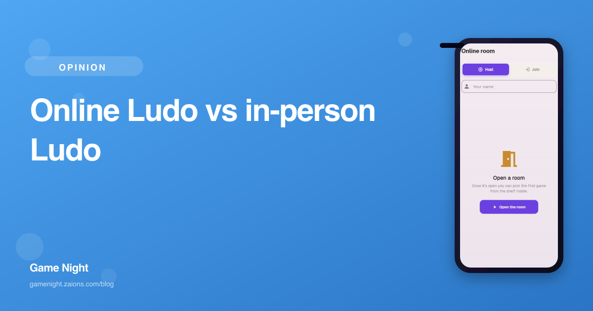 Online Ludo vs in-person Ludo — Game Night blog hero