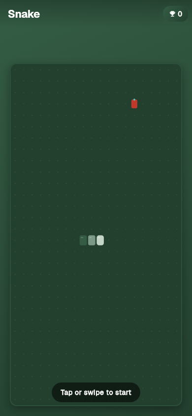 Snake — classic snake game with apple, tap or swipe to start